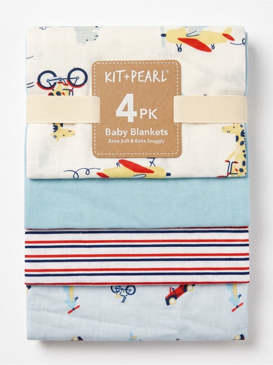 Pearl Other - Kit + Pearl 4-Pack Cotton Receiving Baby Blankets 28"x28" Animals Vehicles NWT